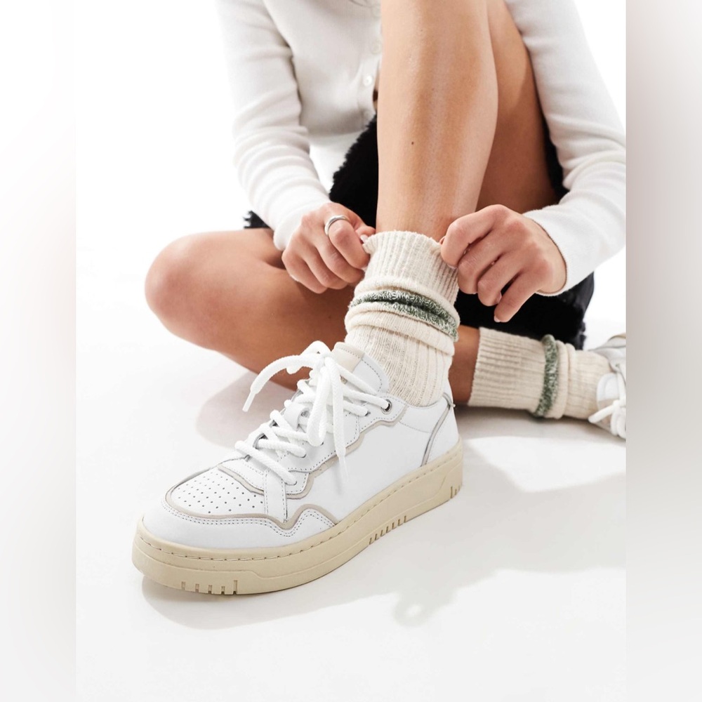 𝓯𝓹 Free People ~ Thirty Love White Natural Combo Lace-Up Sneakers
